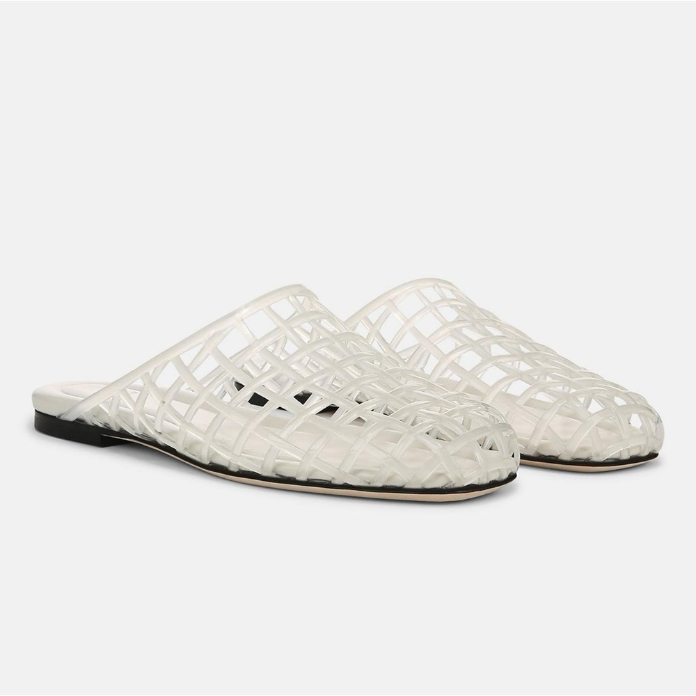 Vince White Woven Slide Sandals